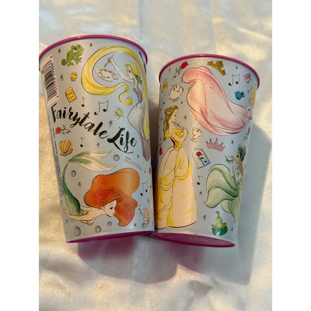 Disney Princess Fairytale Life Plastic Tumblers Set of 2 Ariel Rapunzel Belle